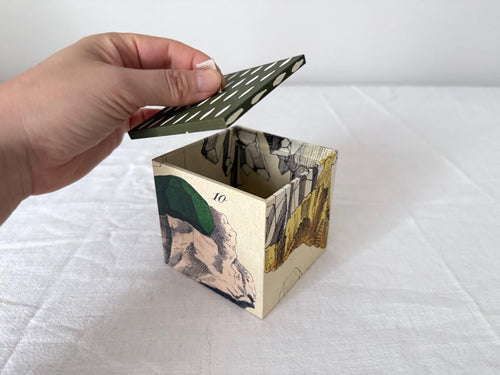 Handmade Mini Storage Box with Lid, Floral or Mineral Pattern