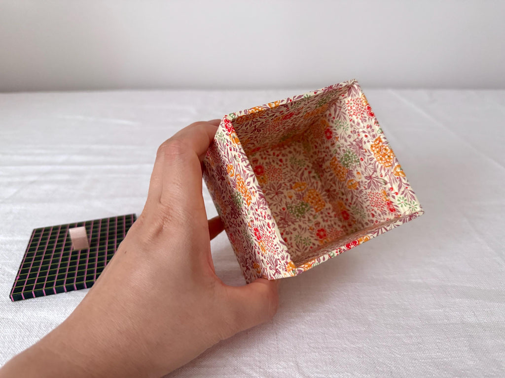 Handmade Mini Storage Box with Lid, Floral or Mineral Pattern