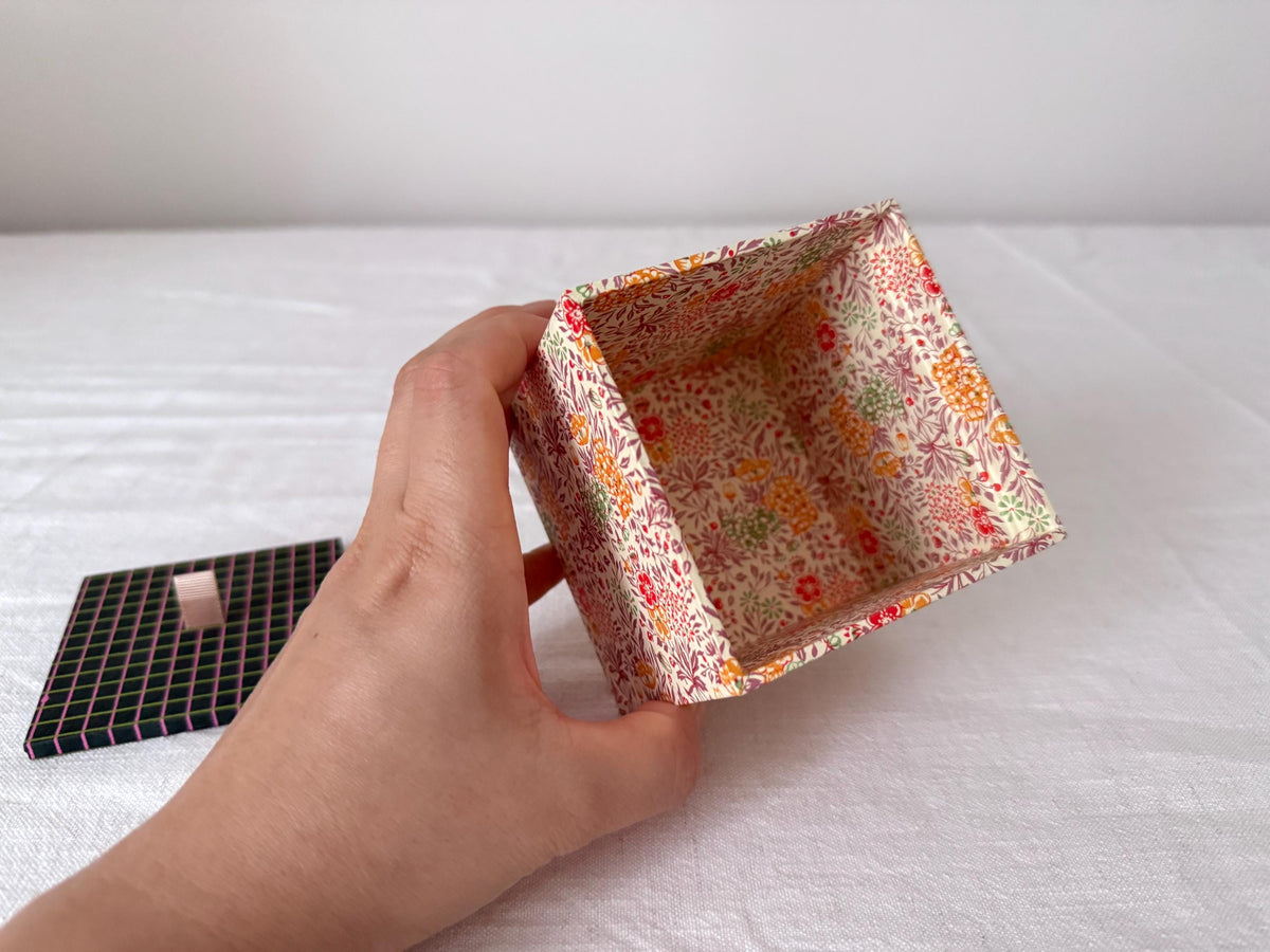 Handmade Mini Storage Box with Lid, Floral or Mineral Pattern
