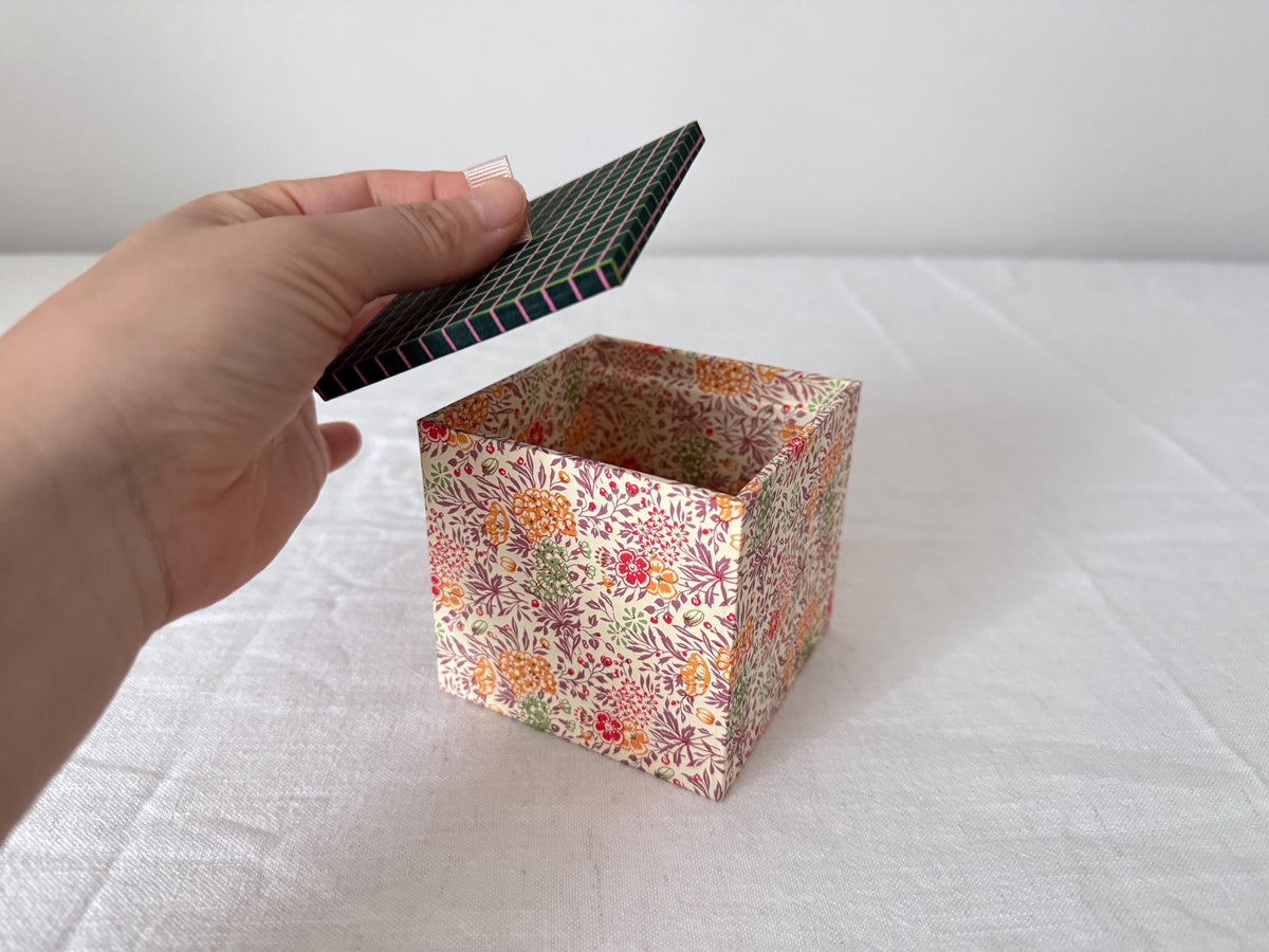 Handmade Mini Storage Box with Lid, Floral or Mineral Pattern