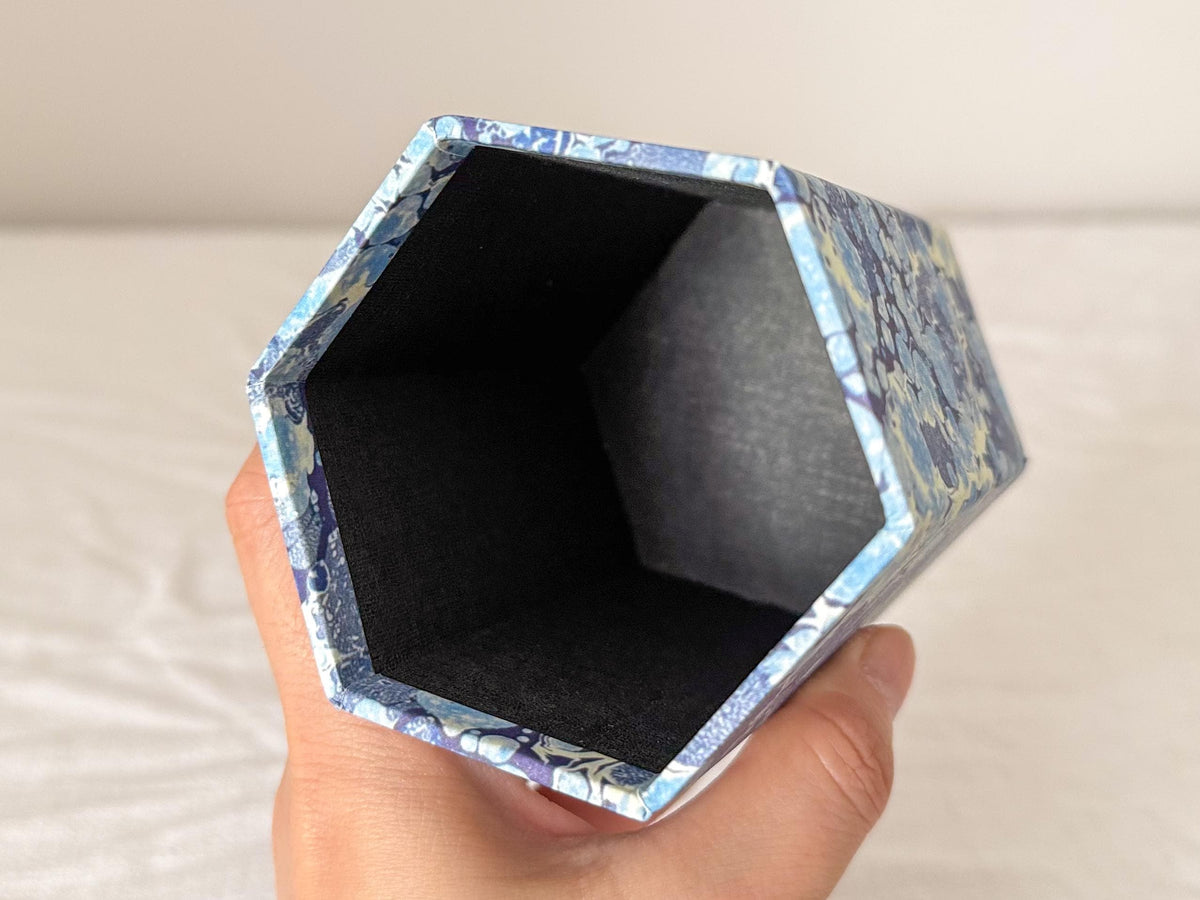 Personalised Hexagonal Pen Pot in Marbled Paper