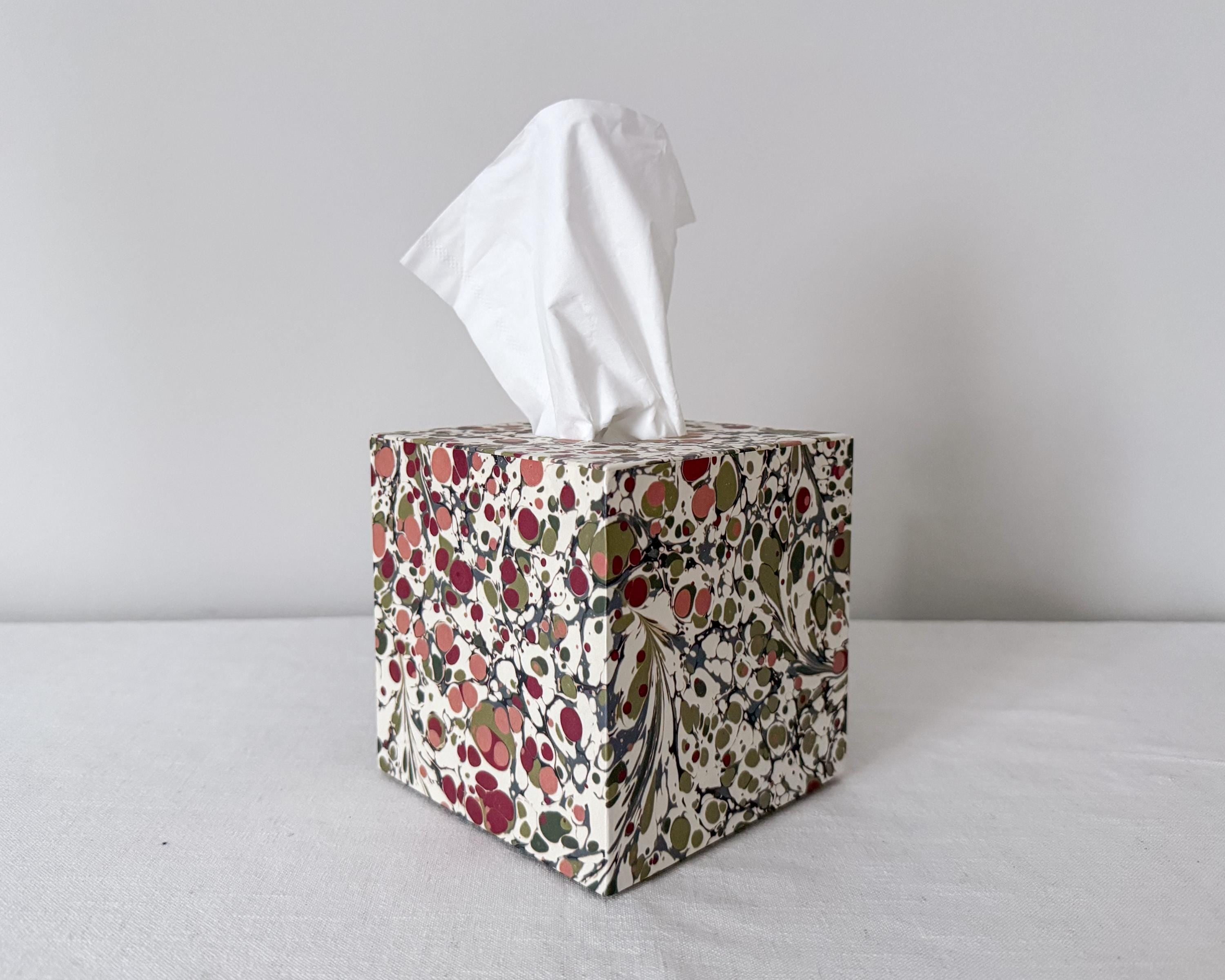 Light green marbled tissue box cover handmade UK – Making SAGAK